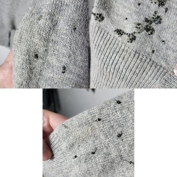 American Eagle Womens Angora Beaded Cropped Cardigan Sweater Medium Y2K - Picture 3 of 9